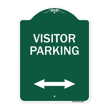 Signmission Reserved Parking Visitor Parking Arrow Pointing Left and Right, Green & White, A-DES-GW-1824-23025 A-DES-GW-1824-23025